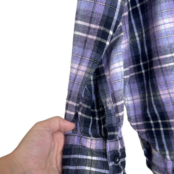 Woolrich Plaid Flannel Shirt XXL Purple Black Long Sleeve 100% Cotton - Picture 3 of 14
